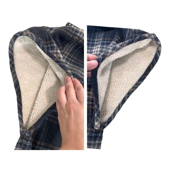 Sundance Wool Coat Poncho Women Large Black Plaid Wesetern Fleece Hoodie Relaxed - Picture 14 of 16